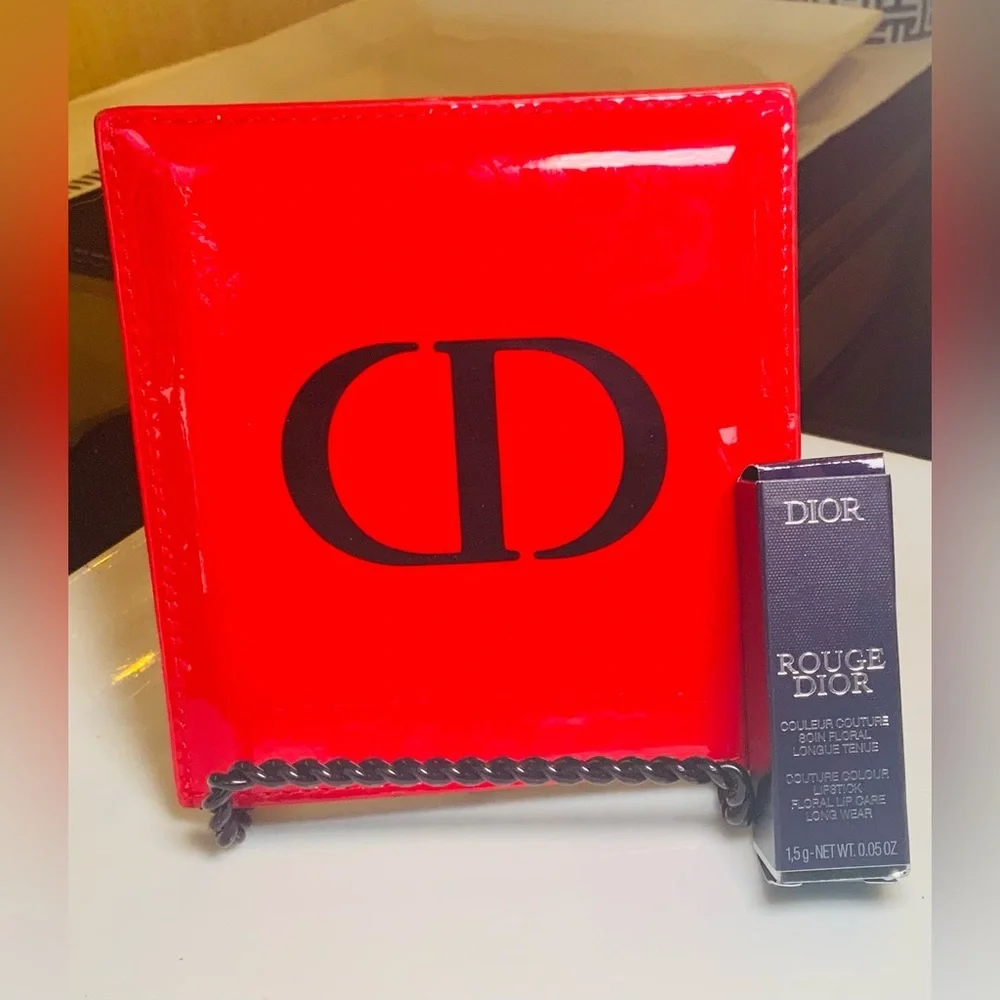 “HostPick” Dior Beaute Mirror Red/Black Pouch and lipstick-Limited Edition NEW